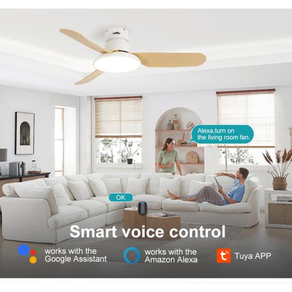 Ventilador de teto LED de estilo nórdico com 3 lâminas e 6000k temperatura de cor