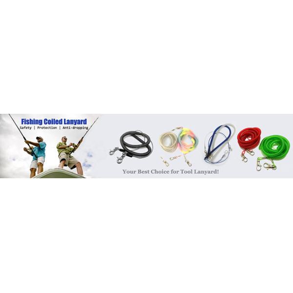 5m Full Expanding Stainless Steel Coil Lanyard Blue PU Coated Fishing Rope