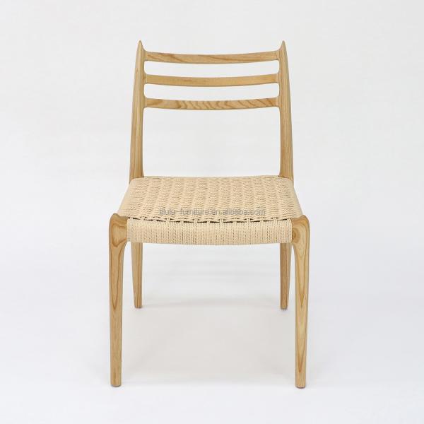 Hand-woven Cord Dining Chair for Restaurant Solid Wood and Ash/Rubber Wood Construction