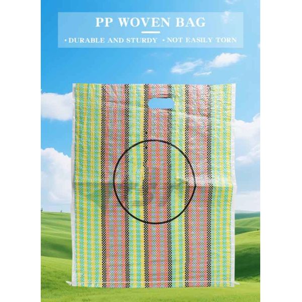 Customized Colorful PP Woven Bag For Shopping With Strips Gunia