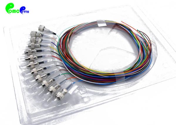 12 Fiber 0.9mm 12 Color 9 / 125μm FC UPC Optical Fiber Pigtail OS2 G657A1 900μm With 2M LSZH Yellow Tight Buffer