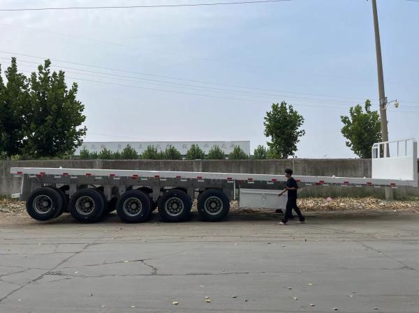 CIMC 5 axles 40ft extendable stretch rope euphores and hooks help fasten cargo Flatbed deck truck tractor Semi-Trailer
