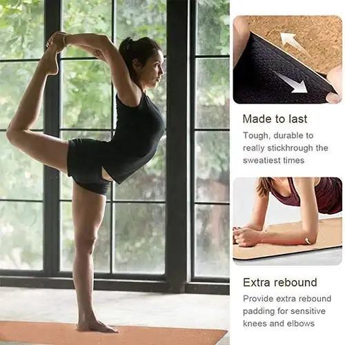 Custom printed eco friendly gym cork yoga balls cork yoga wheel matting instructional non-slip cork yoga mat with strap