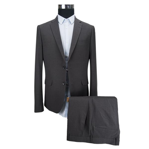 Single Breasted Mens 2 Piece Suit Slim Fit Business Tuxedo Dark Grey