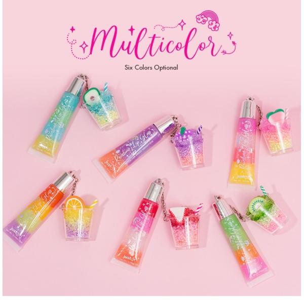 Mix Rainbow Color Glitter Essence Lip Gloss Shining Lip Oil Keychain 13ml