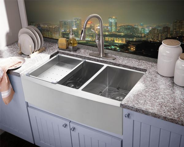 Stainless Steel 18 gauge countertop satin polish SS304 silver clor Handmade apron farmhouse thicker steel steel Sink