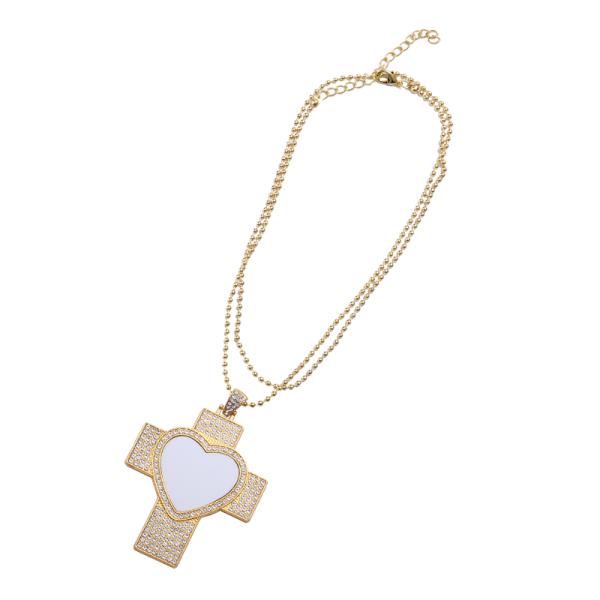 Hip Hop Men Cross Necklace Sublimation Rhinestone Necklace Jewelry Blanks