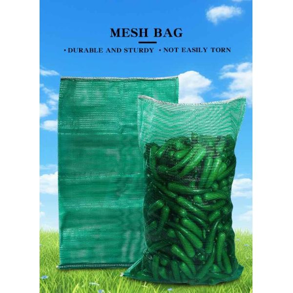 Green Tubular Mesh Bag Sack With Drawstring for Chile Orange Lemon