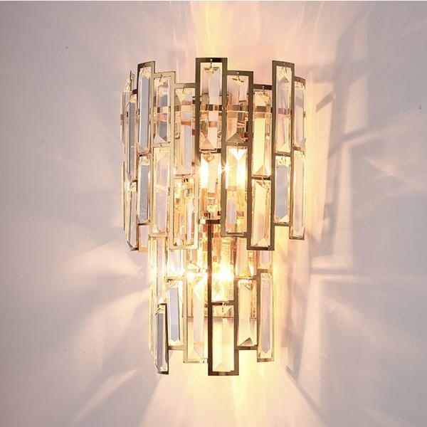 Установленные стеной крытым света Sconce Кристл золота 230*500mm приведенные блеском