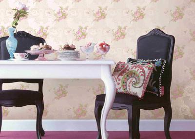Eco - Friendly Embossed Flower Pattern Wallpaper Home Decoration Wall Covering