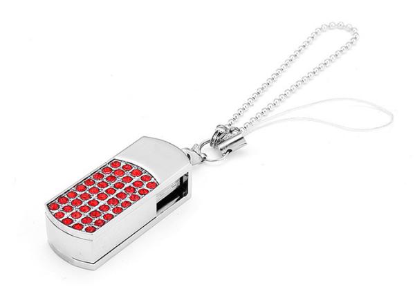 Blue 16g 2.0 Metal Usb Flash Drive With Jewelry Decoration 3 Years Warranty