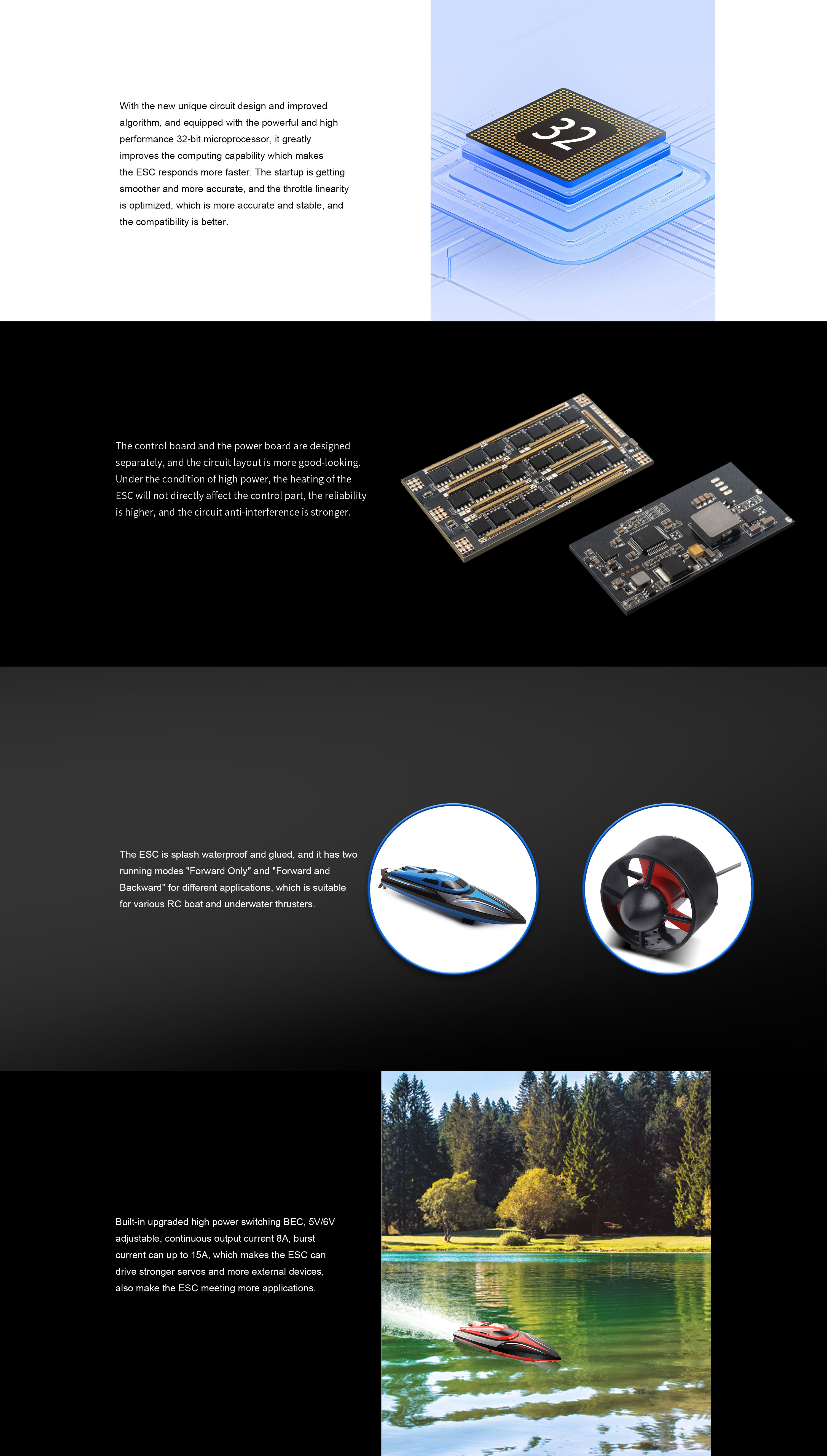 120A ESC ZTW Shark G2 4S-6S Large RC Boats 120A Speed Controller