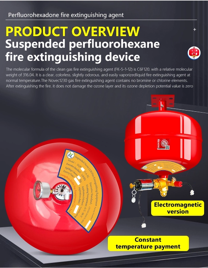 Automatic Brass FM200 Fire Extinguisher Red Cylinder 8-10 Second Discharge For Novec1230 / IG541