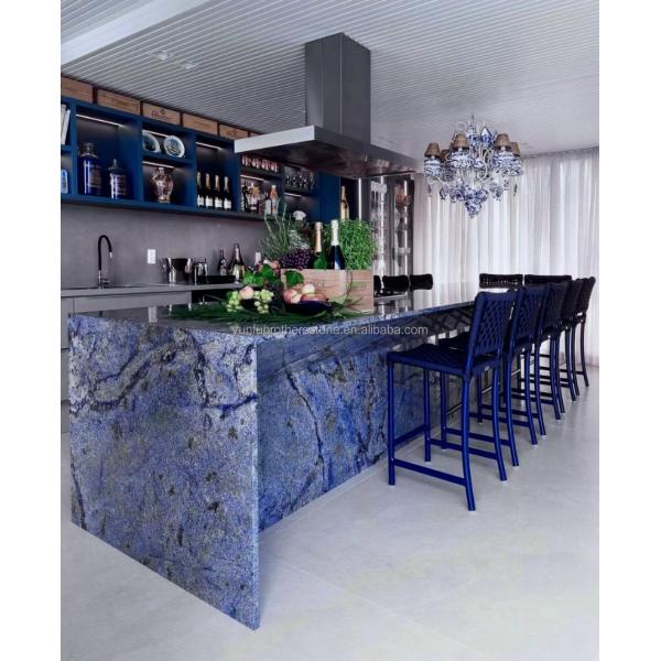 Modern Luxury Brazil Hotel Kitchen Countertop Dark Blue Sapphire Marble Stone Big Slab
