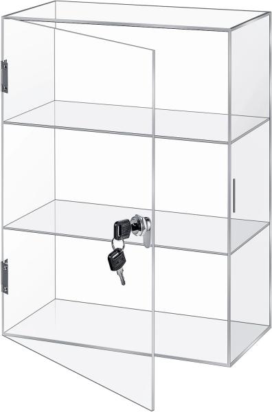 3-Laye Acrylic Showcase Display Cabinet Case With Lock Key Storage Box Collection Office Retail