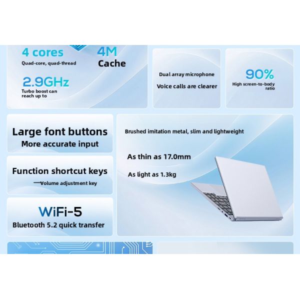 High Quality 14inch Slim Gaming Laptop Intel Custom Processor Win10 Student Laptop Customized