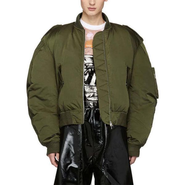 Oem Custom Logo Winter New Design Mens Cotton Down Puffer Jacket Filled Cropped Pilot Windproof Bomber Jacket
