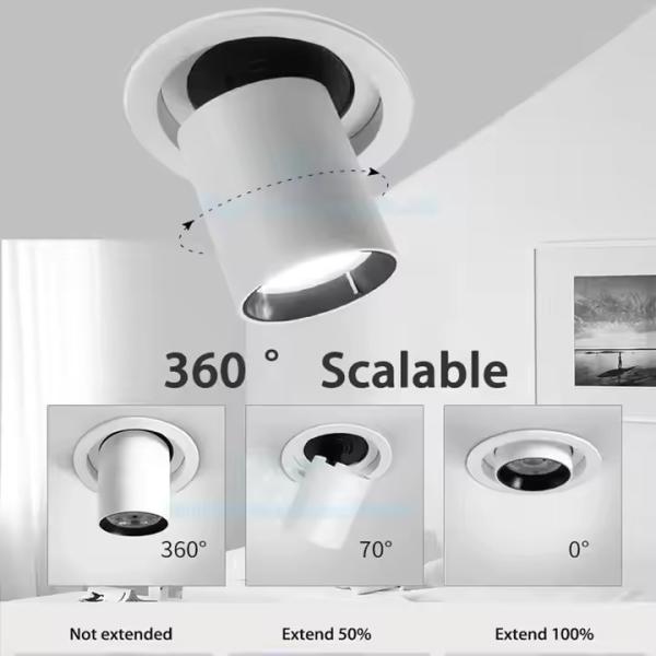 Adjustasble Recessed LED Spotlights 10W 15W 25W 30W COB Retractable Downlight