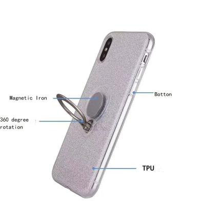 Color Glitter Ring Magnetic Car Mount Holder Soft TPU Case Back Cover For Samsung A6 Plus/J8 2018/A9 STAR lite J7Prime