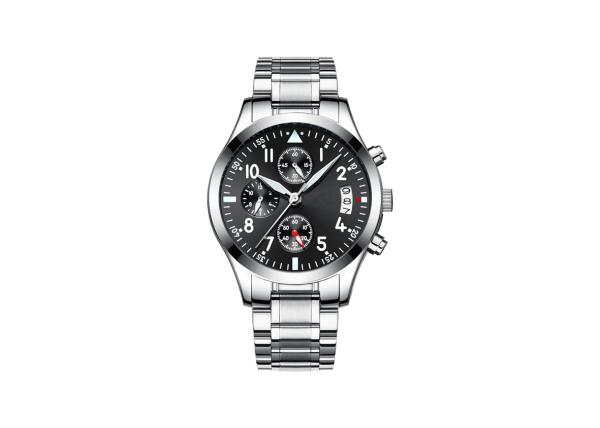 Men'S Chronograph Bracelet Watch ,  Silver Chronograph Watch  Stainless Steel Case