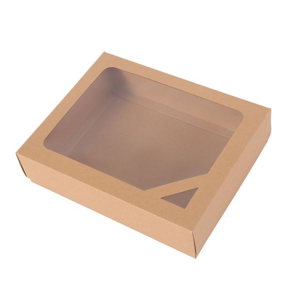 Caja de regalo de papel Kraft con ventana transparente con logotipo personalizado Ideal para toallas