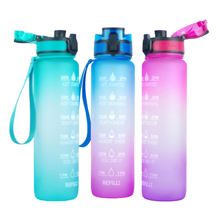 Пластиковая бутылка Drinkware со стрейнером, фитнесом резвится бутылка с водой с отметкой времени