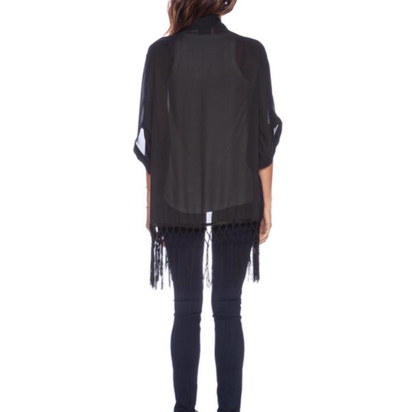WOMEN BLACK CHIFFON KIMONO