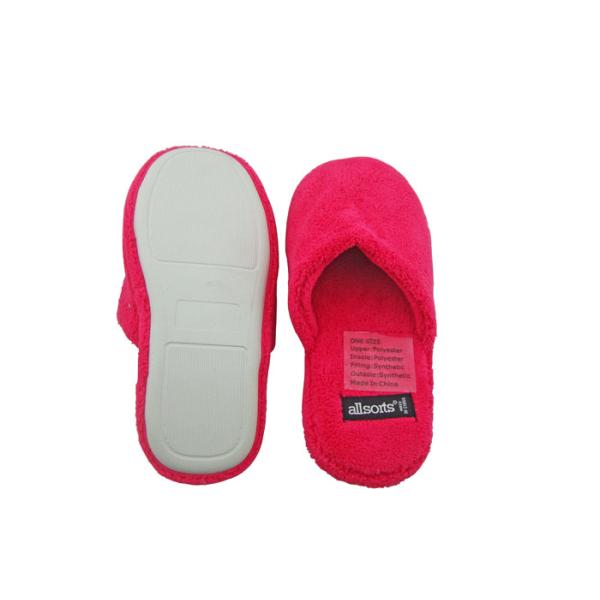 Soft Rose Red Disposable Hotel Slippers Indoor Non - slip Flooring Short Plush