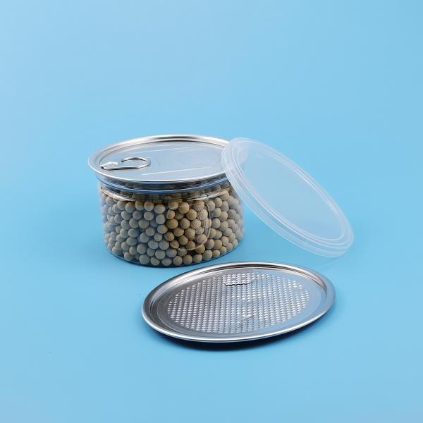 FDA Peel Off Lid Cylinder 0.5L PET Leak Proof Plastic Jars