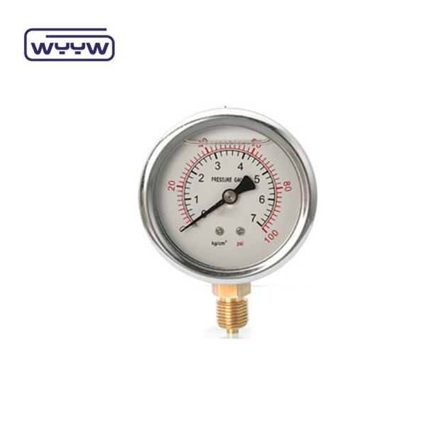 Manômetro de pressão de glicerina 100 mm Pressômetro de fundo para petróleo e gás