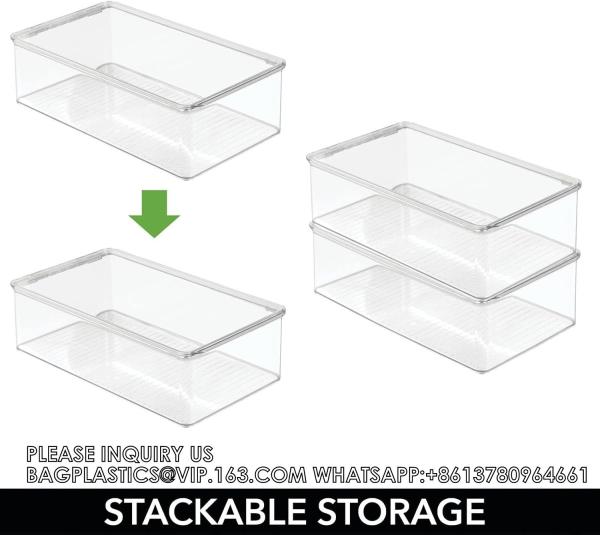 Plastic Bathroom Vanity Organizer Bin With Lid For Medication, Accessories, Cosmetics And More, 7.25 X 10.75 X 5