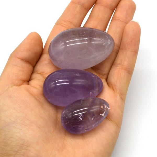 OEM Accepted Carved Yoni Eggs for Vaginal Exercise Natural Drilled Amethyst Jade Eggs