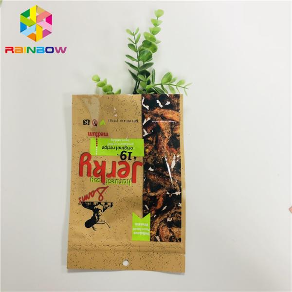 Smell Proof Aluminum Foil Food Pouch Stand Up Mylar Jerky / Dried Fruit Bag
