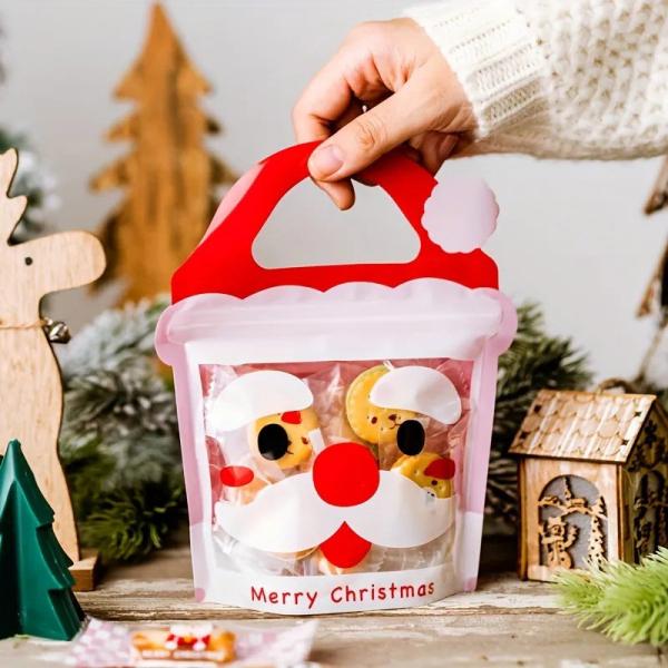 Рождественская сумка для упаковки Майлар Санта-Клаус в форме печенья