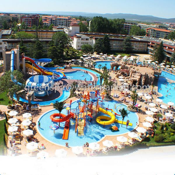Interactive Amusement Water Park Slides 18m Length For Funny Theme Park
