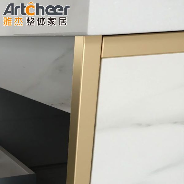Modern Wall-mounted Bathroom Vanity Combo with Plywood Cabinet and Slab Basin for Hotel