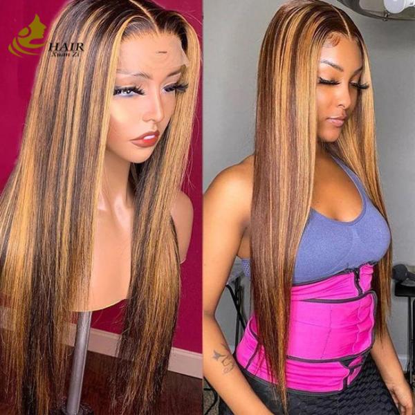 Hot Selling Vietnamese Human Hair Factory Wholesale Kinky Curl P427 Piano Color 13X4 Lace Front Wigs