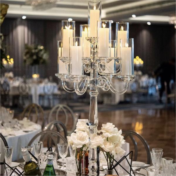 Pilar de cera real Central de velas Central de casamento com candelabro Decoração de mesa