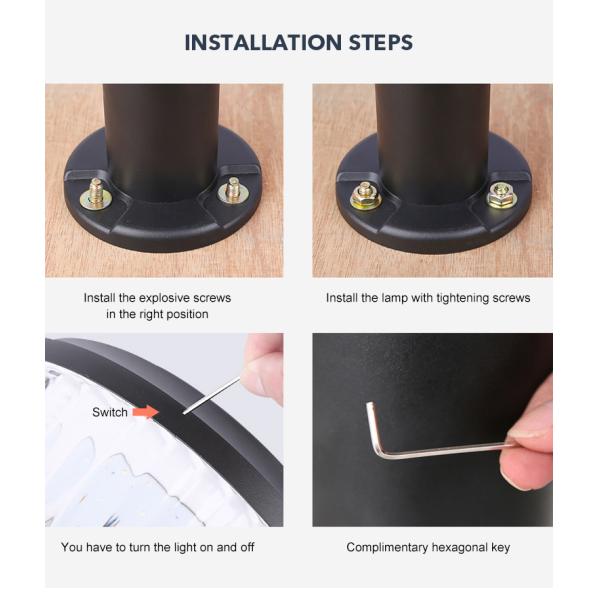 La luz solar del patio del ODM del OEM, pilar llevado solar agua ligero resistente