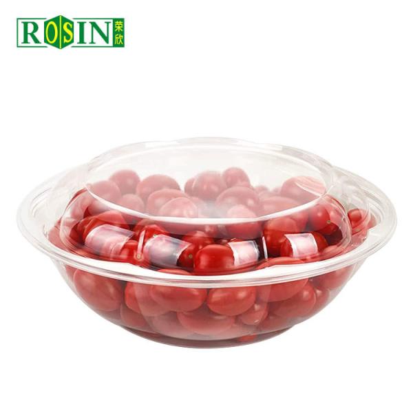 Transparent PET Plastic Fruit Packaging Disposable Salad Bowl With Lid