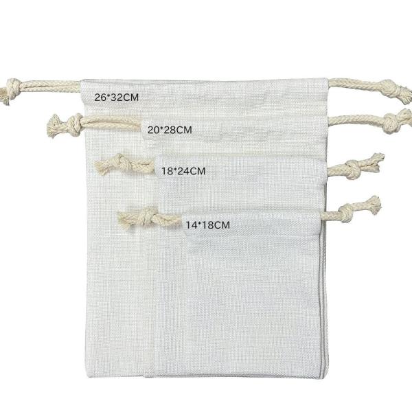 Various Sizes Linen Sublimation Drawstring Pouch Customization 20*28cm 26*32cm