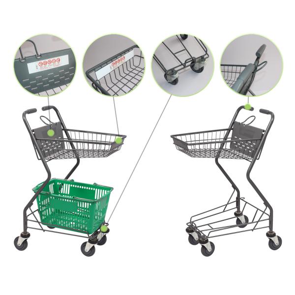 Двойные слои вручают вагонетку покупок провода металла корзин 45L корзины