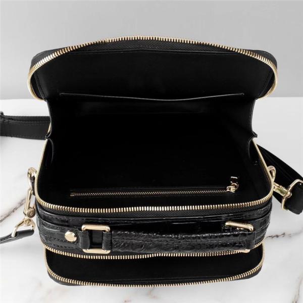 Genuine Crocodile Leather Men Small ZIP Handbag Authentic Alligator Belly Skin Male Cross Shoulder Bag Messenger Bag