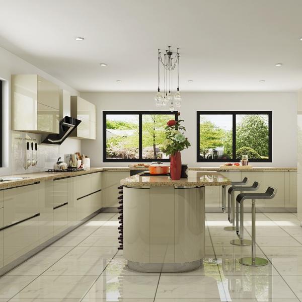 Вытягиваемая корзина Меламинные кухонные шкафы Белые кухонные шкафы OEM