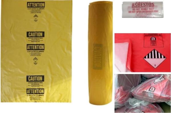 hazardous waste yellow plastic bag asbestos garbage bag, large clear polythene poly plastic storage asbersto waste buria