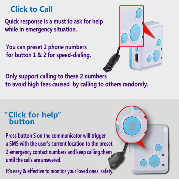 Mini GSM GPS Tracker Child Kids Elderly SOS Emergent Help Communicator Sender W/ Microphone Speaker for 2-Way Phone Talk