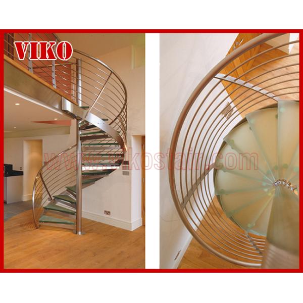 Spiral StaircaseVH32S Tread Glass Aluminum Spiral Stainless Steel Stair Curved Glass Handrail 304 Stainless Steel