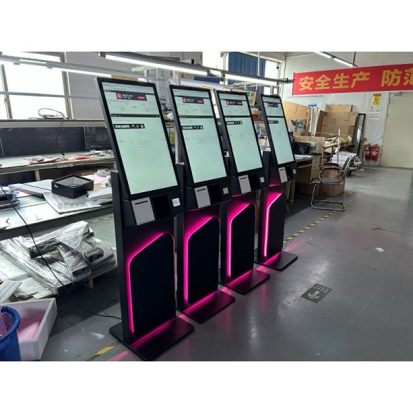 27/32 Inch Floor Standing Touch Screen Self Service Kiosk with 1920X1080 Resolution for Self Ordering and Interactive Use