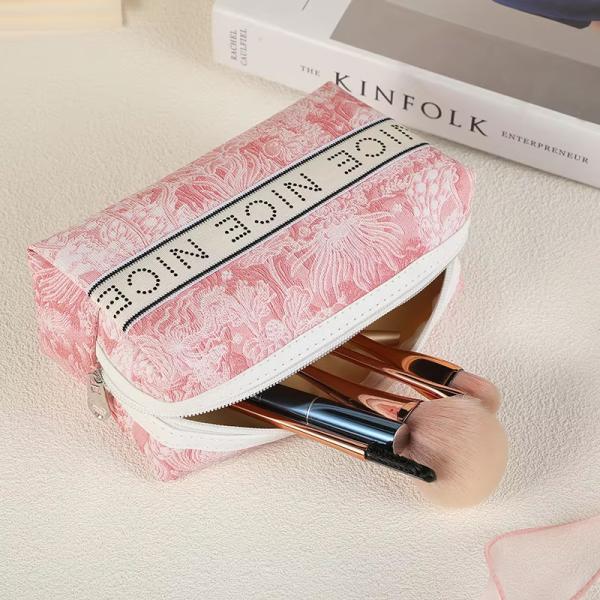 Tools Storage Eco Burlap Makeup Bag Letter Printed Bolsa De Maquillaje for Women Bags