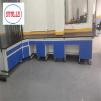 Química laboratório banco de trabalho banco de laboratório de madeira com estrutura de aço resistente a produtos químicos superfície de trabalho laminada